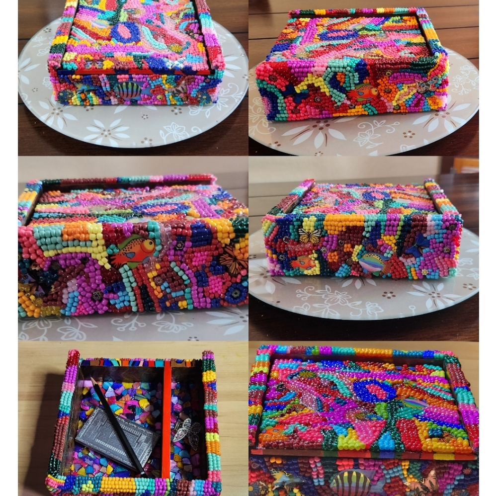 Hand Painted Beaded Memory Box - Picture 4 of 8